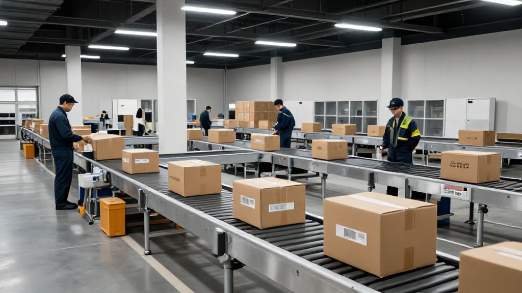 Процесс обработки международных посылок на логистическом узле