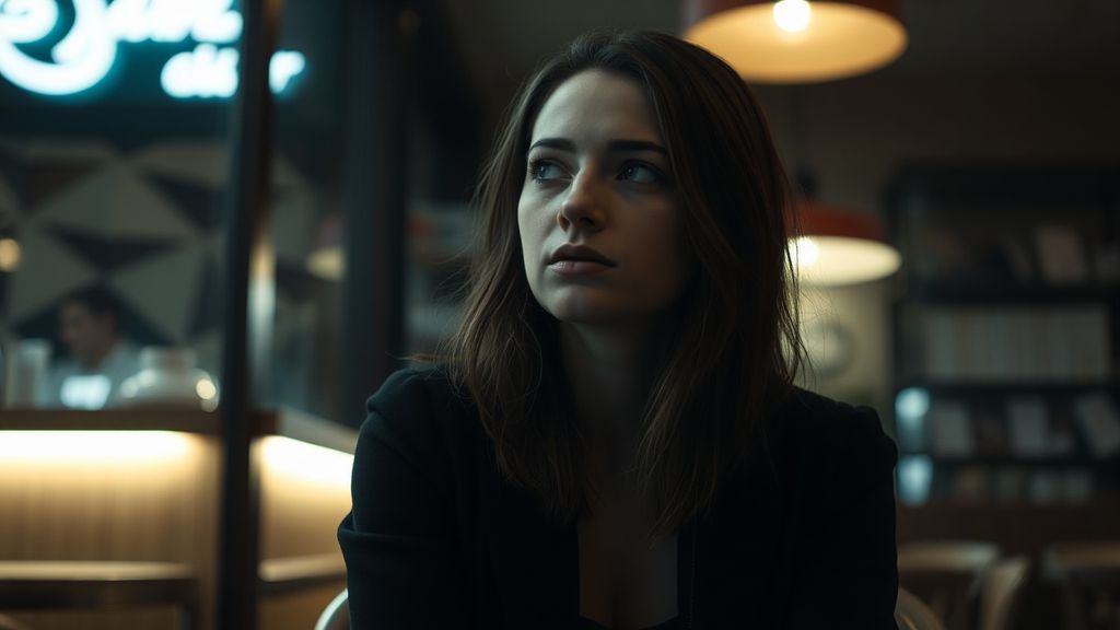 Задумчивая девушка в кафе психология отношений