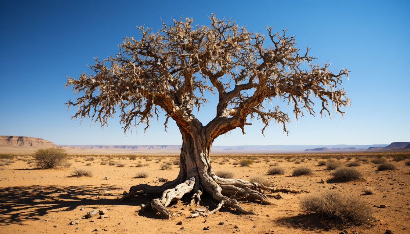 Дерево Босвеллия в пустыне, выделяющее натуральную смолу ладана.