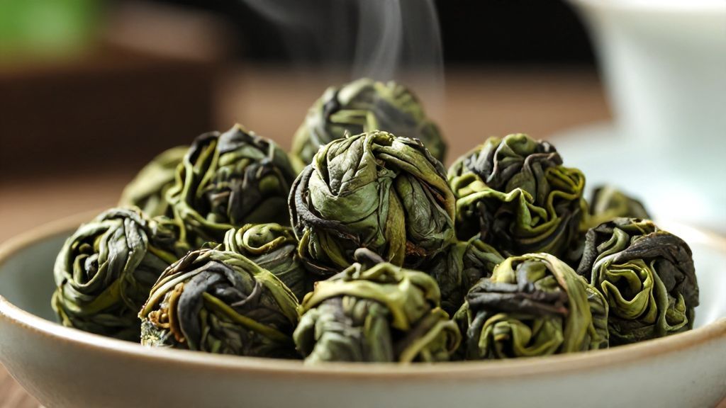 Скрученные листья чая Улун высшего сорта.