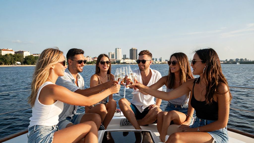 Отдых большой компании на арендованном катере