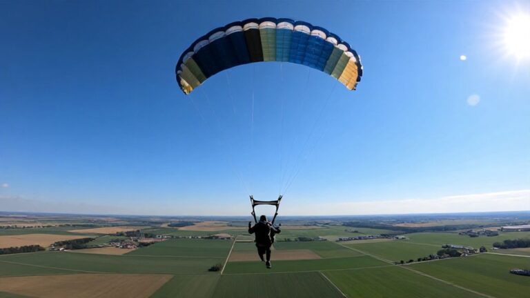 Раскрытый купол парашюта в небе