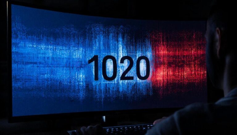 Экран монитора с надписью 1020