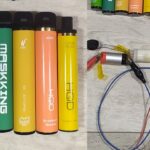 Одноразовая электронная сигарета на зарядке крупным планом
